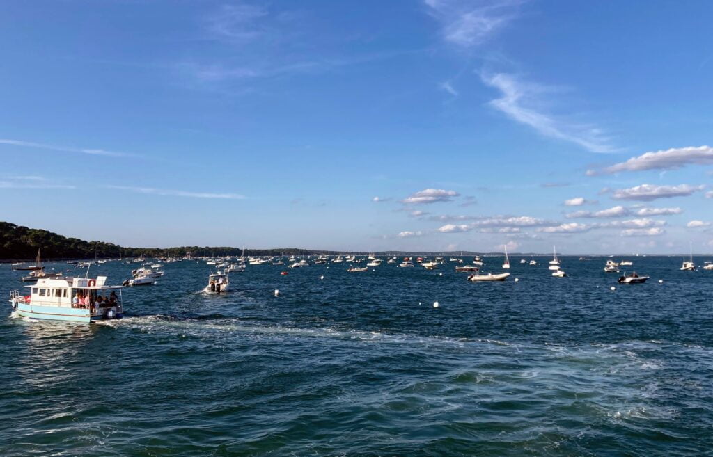 Vue depuis le catamaran sur le Bassin d'Arcachon (Cap Ferret)