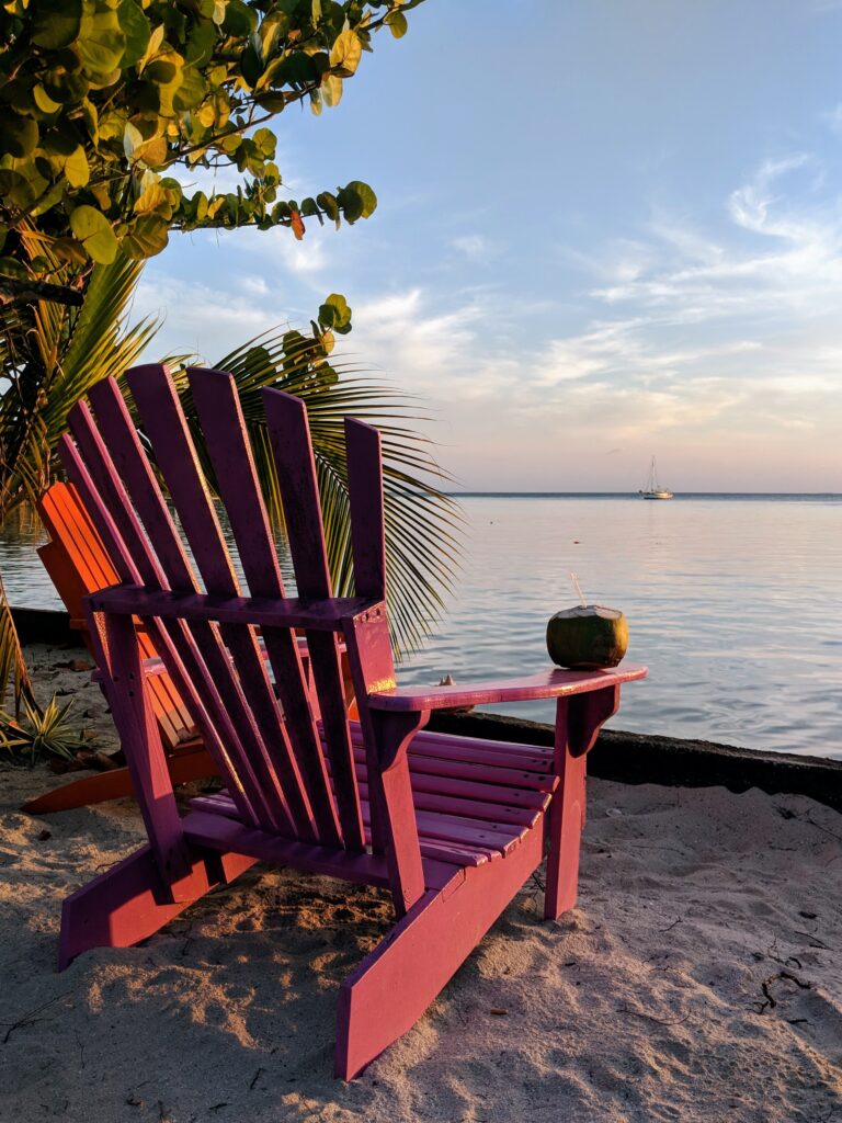 Long chair on South Water Caye, Belize