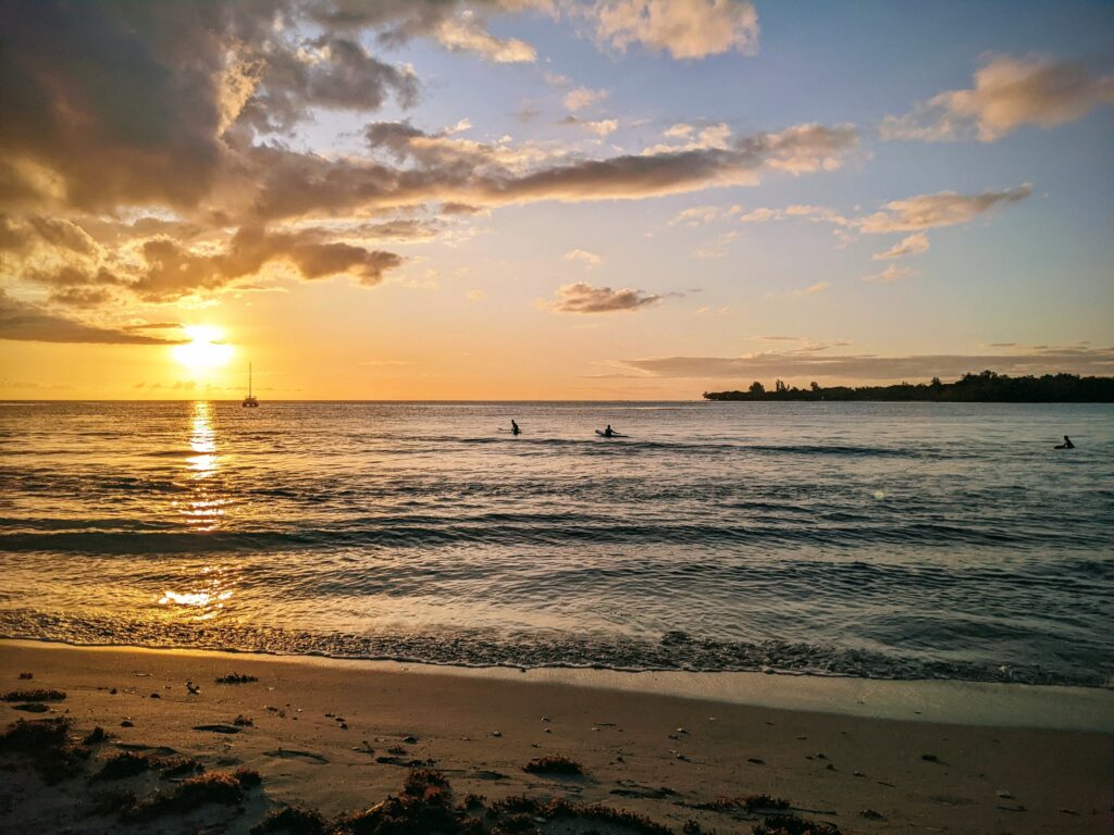 Surfing at Tamarin Bay