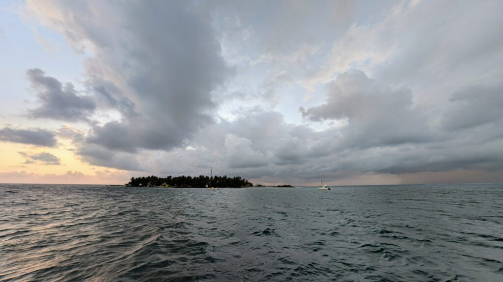 Tobacco Caye under a stormy sky