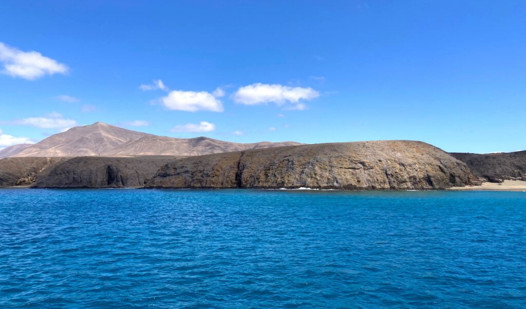 View of Lanzarote from the boat